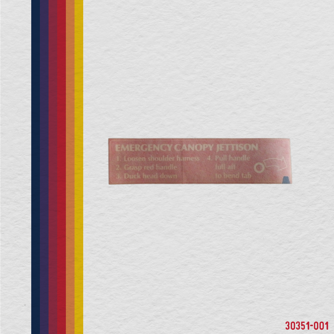 30351-001 Placard, canopy jettison