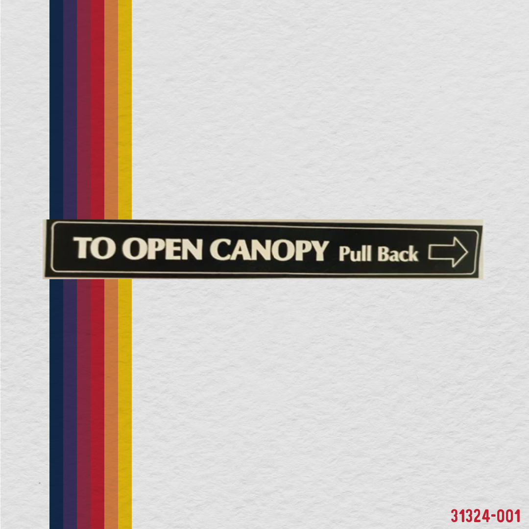 31324-001 Placard, canopy  pull backto open