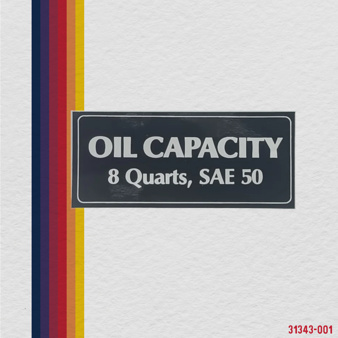 31343-001 Placard, oil capacity