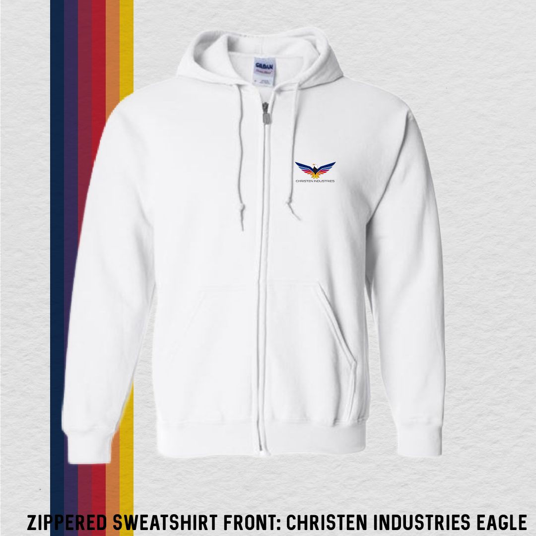 Zippered Sweatshirt: Christen Industries Eagle (with 6 Back Design Options)