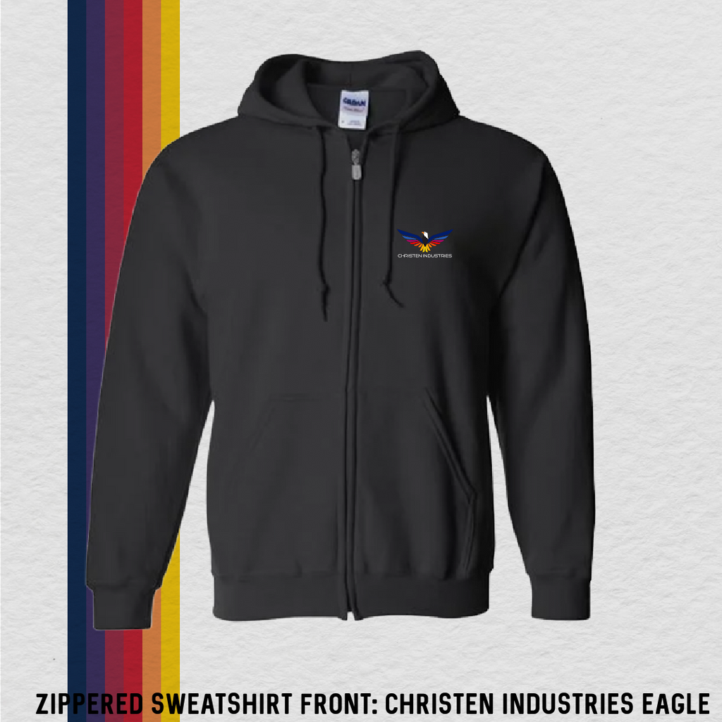 Zippered Sweatshirt: Full Eagle - Christen Industries (with 6 Back Design Options)