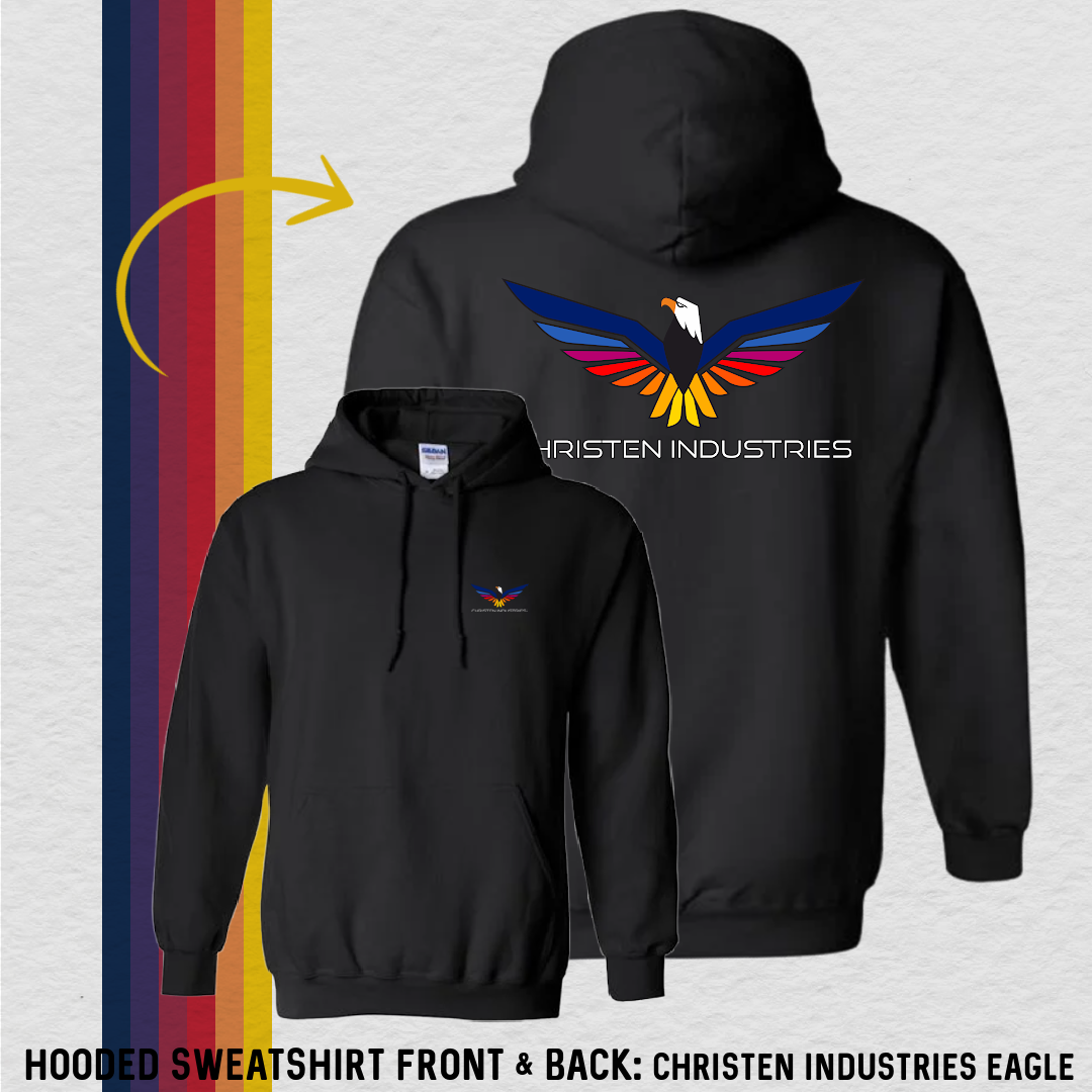 Hooded Sweatshirt: Christen Industries Eagle (with 6 Back Design Options)