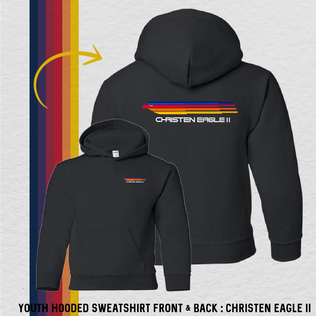 Youth Hooded Sweatshirt: Christen Eagle II (with 6 Back Design Options)