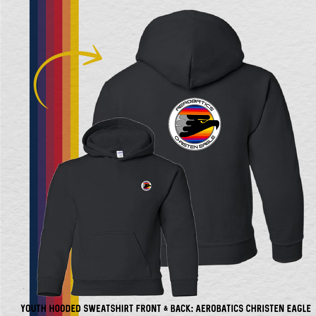 Youth Hooded Sweatshirt: Aerobatics Christen Eagle (with 6 Back Design Options)