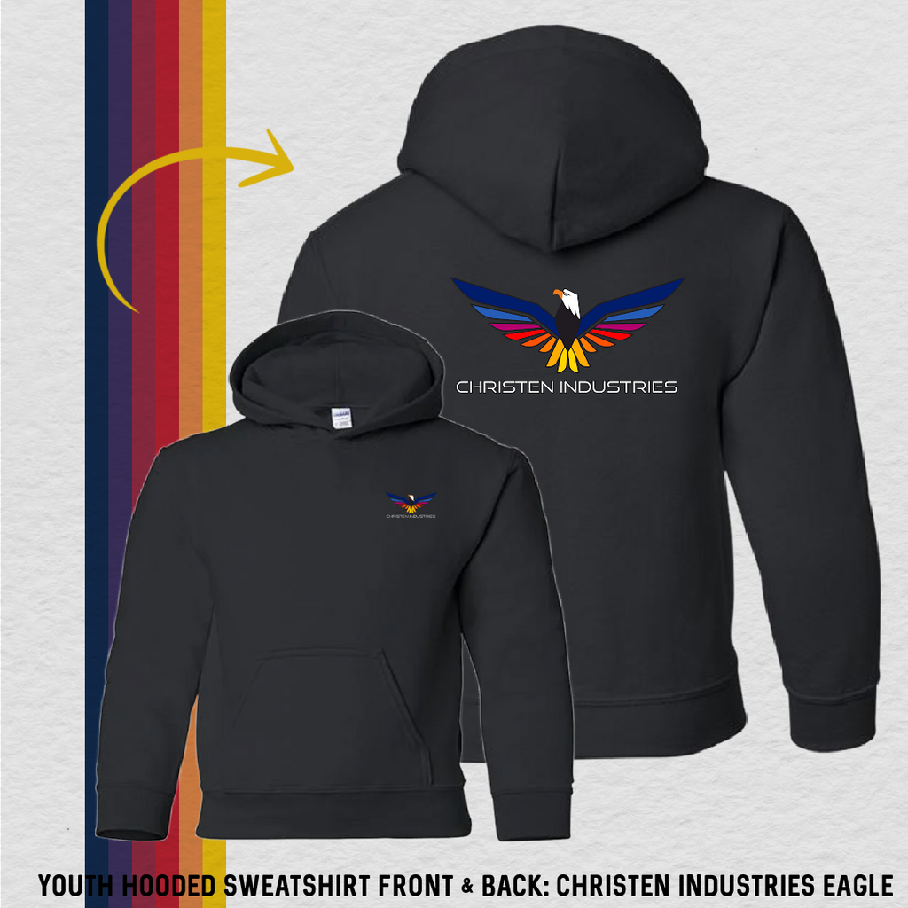 Youth Hooded Sweatshirt: Full Eagle - Christen Industries (with 6 Back Design Options)