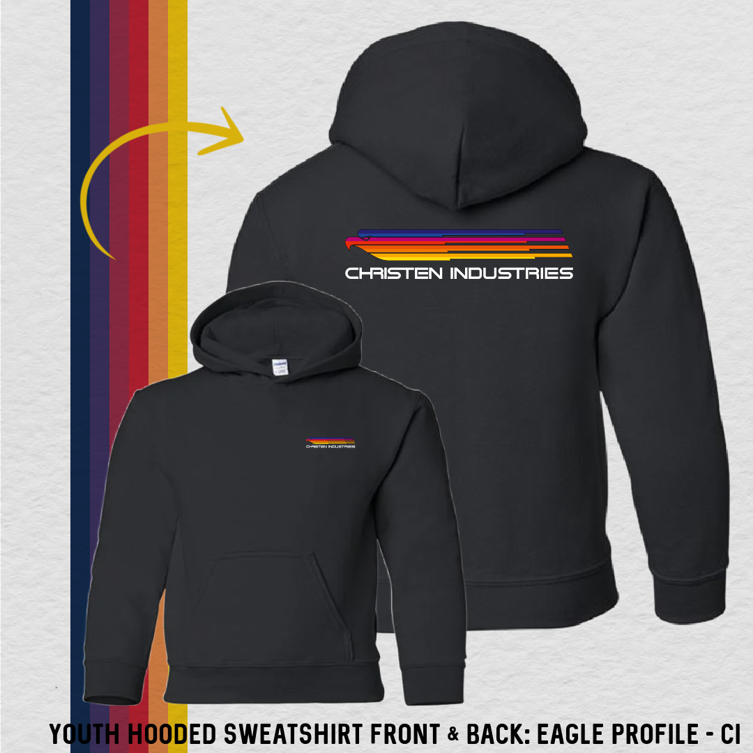 Youth Hooded Sweatshirt: Eagle Profile - CI (with 8 Back Design Options)