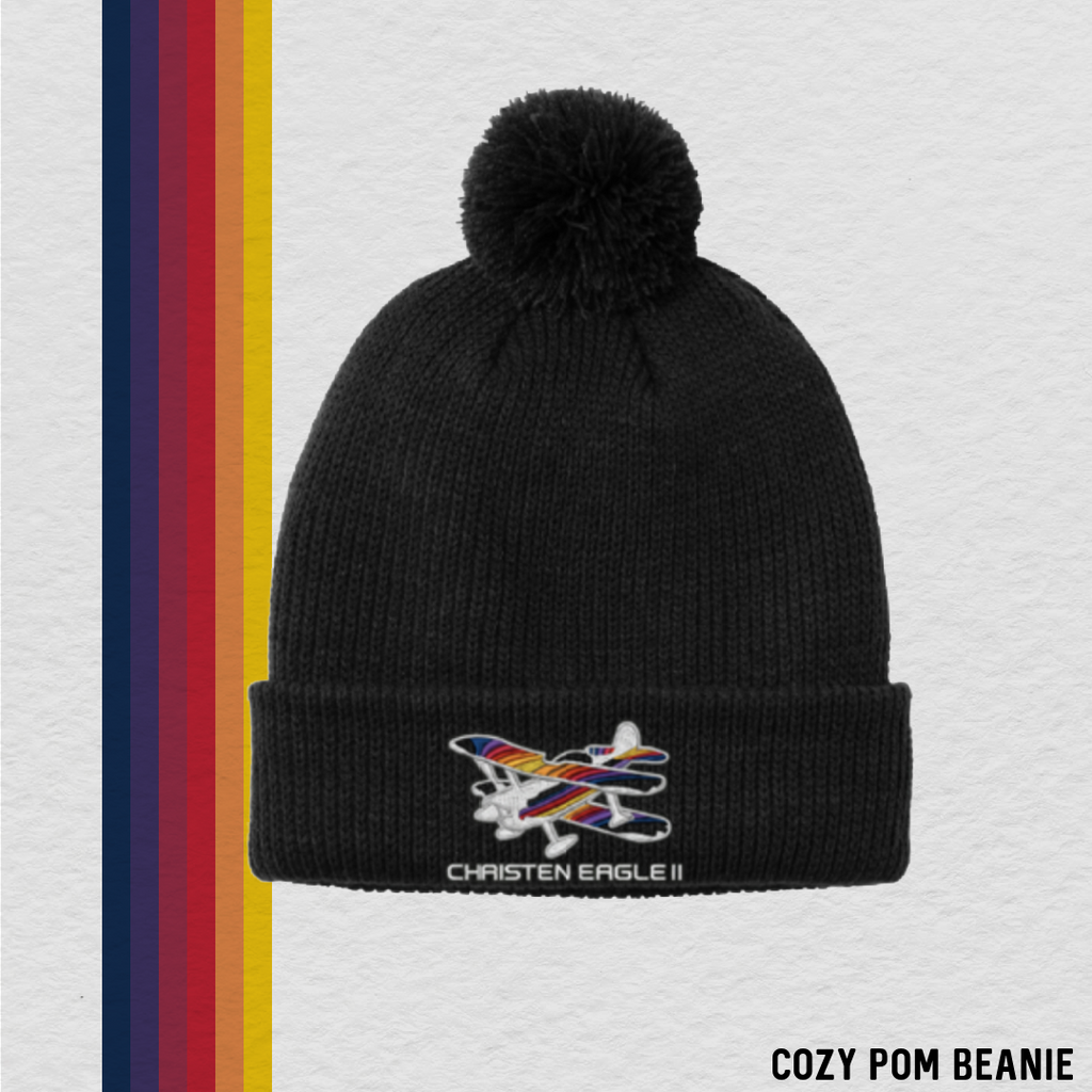 Embroidered Christen Eagle II Cozy Pom Beanie