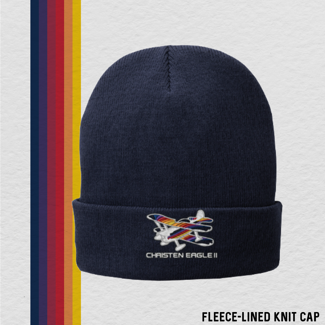Embroidered Christen Eagle II Fleece-Line Knit Cap