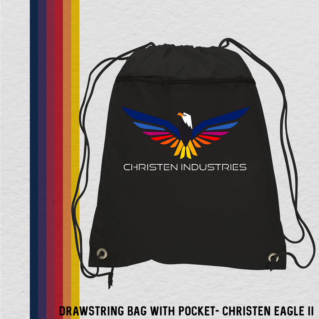 Drawstring Bag with Zippered Pocket (5 Designs)