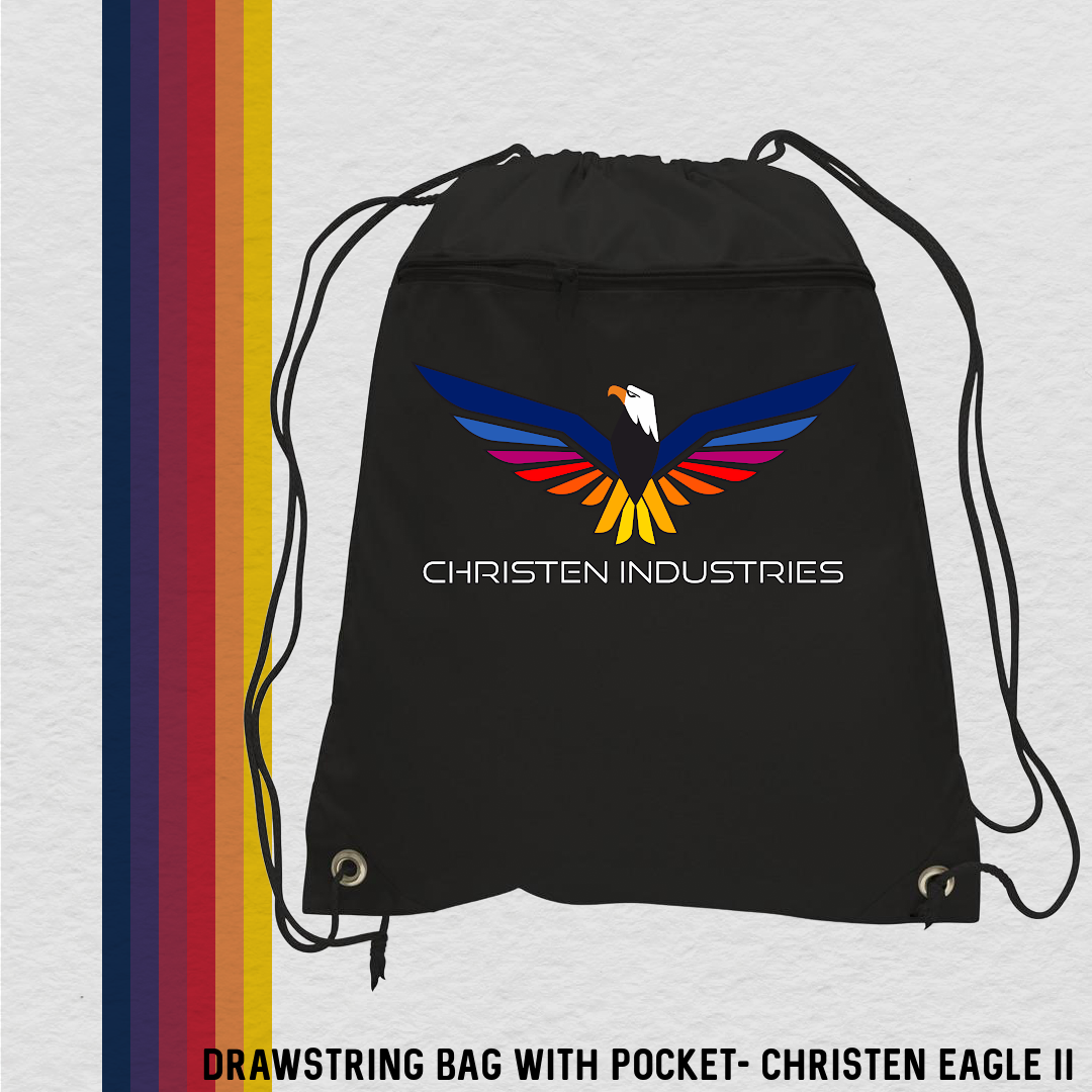 Drawstring Bag with Zippered Pocket (5 Designs)