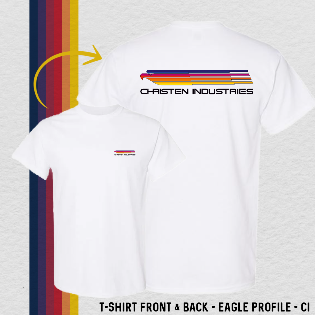 T-Shirt: Eagle Profile - Christen Industries (with 8 Back Design Choices)